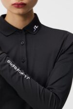 Tour Tech Long Sleeve Polo Black Women J.Lindeberg Clothing 66XF1336 - Image 4