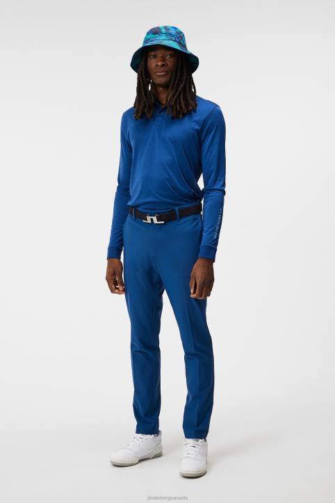 Tour Tech Long Sleeve Polo Estate Blue Melange Men J.Lindeberg Clothing 66XF105 - Image 2