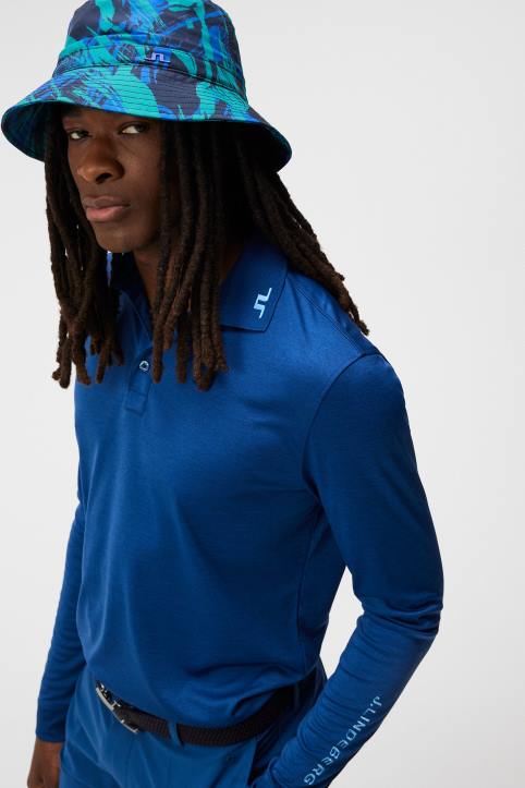 Tour Tech Long Sleeve Polo Estate Blue Melange Men J.Lindeberg Clothing 66XF105 - Image 3