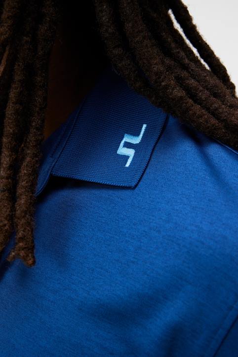 Tour Tech Long Sleeve Polo Estate Blue Melange Men J.Lindeberg Clothing 66XF105 - Image 4