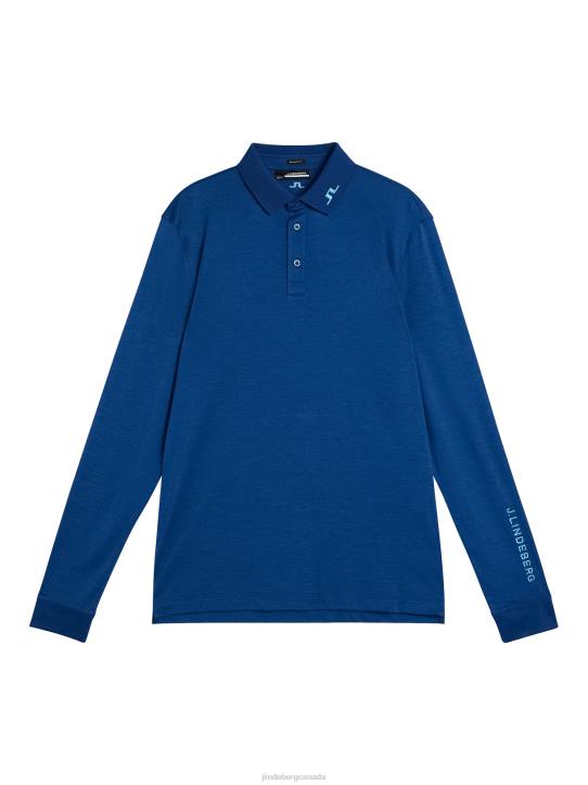 Tour Tech Long Sleeve Polo Estate Blue Melange Men J.Lindeberg Clothing 66XF105 - Image 5
