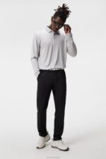 Tour Tech Long Sleeve Polo Light Grey Melange Men J.Lindeberg Clothing 66XF106