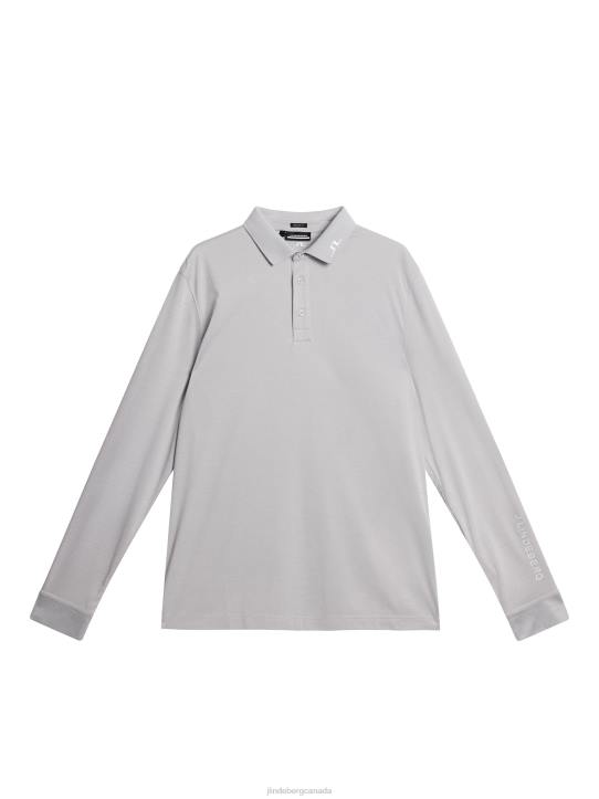 Tour Tech Long Sleeve Polo Light Grey Melange Men J.Lindeberg Clothing 66XF106 - Image 5