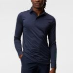 Tour Tech Long Sleeve Polo Navy Melange Men J.Lindeberg Clothing 66XF272