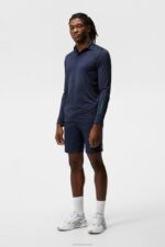 Tour Tech Long Sleeve Polo Navy Melange Men J.Lindeberg Clothing 66XF272 - Image 3