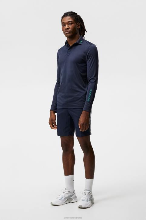 Tour Tech Long Sleeve Polo Navy Melange Men J.Lindeberg Clothing 66XF272 - Image 3