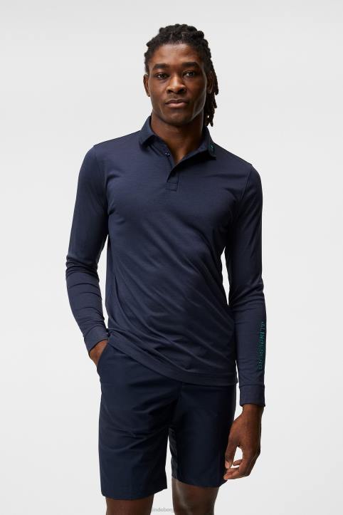 Tour Tech Long Sleeve Polo Navy Melange Men J.Lindeberg Clothing 66XF272 - Image 1