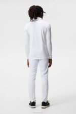 Tour Tech Long Sleeve Polo White Men J.Lindeberg Clothing 66XF270 - Image 2