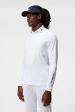 Tour Tech Long Sleeve Polo White Men J.Lindeberg Clothing 66XF270