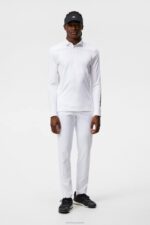 Tour Tech Long Sleeve Polo White Men J.Lindeberg Clothing 66XF270 - Image 3