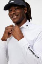 Tour Tech Long Sleeve Polo White Men J.Lindeberg Clothing 66XF270 - Image 4