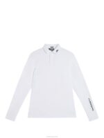Tour Tech Long Sleeve Polo White Men J.Lindeberg Clothing 66XF270 - Image 5