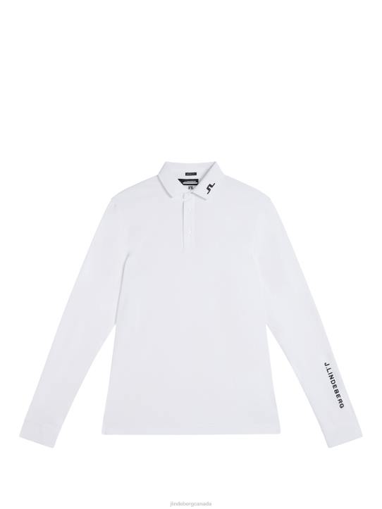 Tour Tech Long Sleeve Polo White Men J.Lindeberg Clothing 66XF270 - Image 5