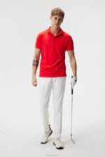 Tour Tech Polo Fiery Red Men J.Lindeberg Clothing 66XF256 - Image 3