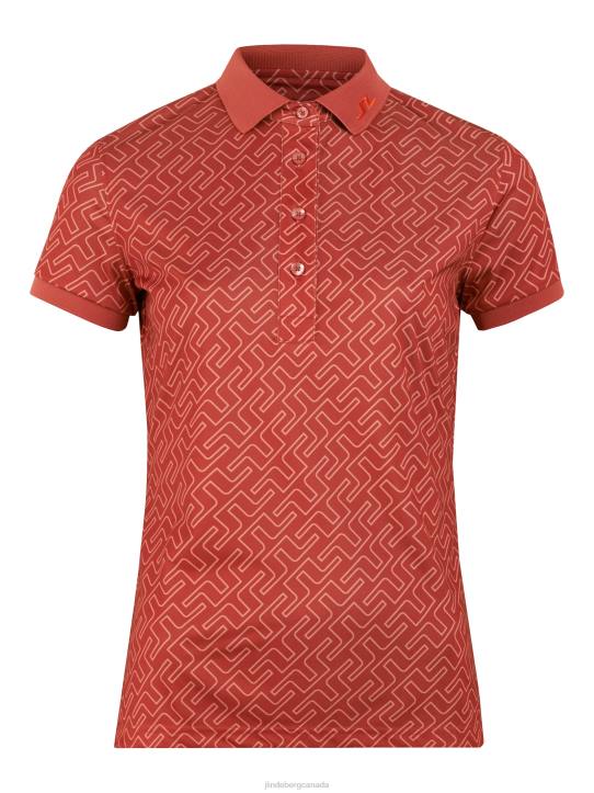 Tour Tech Print Golf Polo Faded Rose Bridge Monogram Women J.Lindeberg Clothing 66XF2619 - Image 4