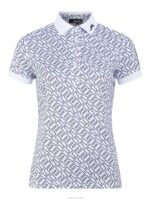 Tour Tech Print Golf Polo Navy Bridge Monogram Women J.Lindeberg Clothing 66XF2618 - Image 4