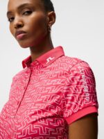 Tour Tech Print Polo Azalea Bridge Swirl Women J.Lindeberg Clothing 66XF1459 - Image 4