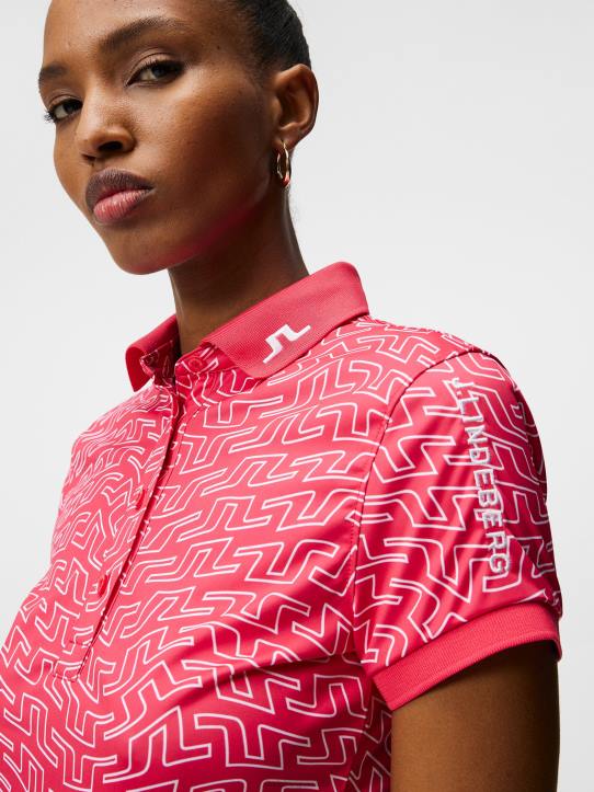 Tour Tech Print Polo Azalea Bridge Swirl Women J.Lindeberg Clothing 66XF1459 - Image 4