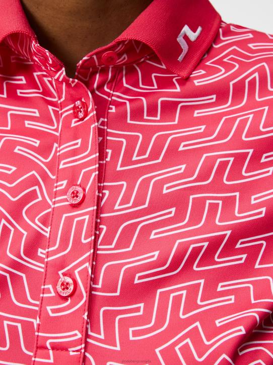 Tour Tech Print Polo Azalea Bridge Swirl Women J.Lindeberg Clothing 66XF1459 - Image 5