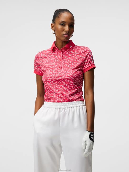 Tour Tech Print Polo Azalea Bridge Swirl Women J.Lindeberg Clothing 66XF1459 - Image 1