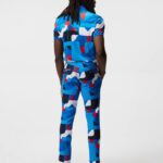 Tour Tech Print Polo Brilliant Blue Big Bridge Men J.Lindeberg Clothing 66XF244