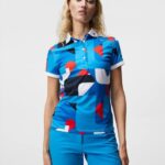 Tour Tech Print Polo Brilliant Blue Big Bridge Women J.Lindeberg Clothing 66XF1463