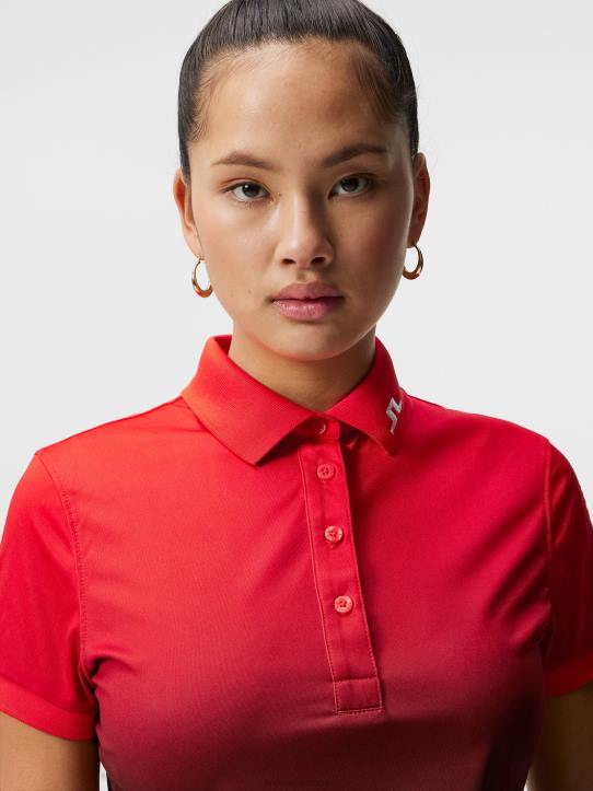 Tour Tech Print Polo Fiery Sunset fade Women J.Lindeberg Clothing 66XF1464 - Image 4