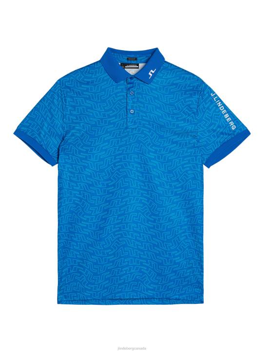 Tour Tech Print Polo Lapis Bridge Swirl Men J.Lindeberg Clothing 66XF247 - Image 4