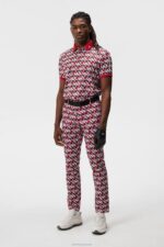 Tour Tech Print Polo Micro Bridge Cherry Men J.Lindeberg Clothing 66XF18 - Image 2