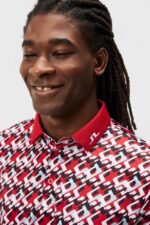 Tour Tech Print Polo Micro Bridge Cherry Men J.Lindeberg Clothing 66XF18 - Image 3