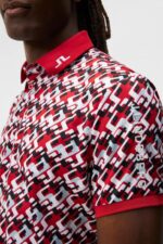 Tour Tech Print Polo Micro Bridge Cherry Men J.Lindeberg Clothing 66XF18 - Image 4