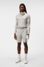 Tour Tech Print Polo Micro Bridge Grey Men J.Lindeberg Clothing 66XF22 - Image 2