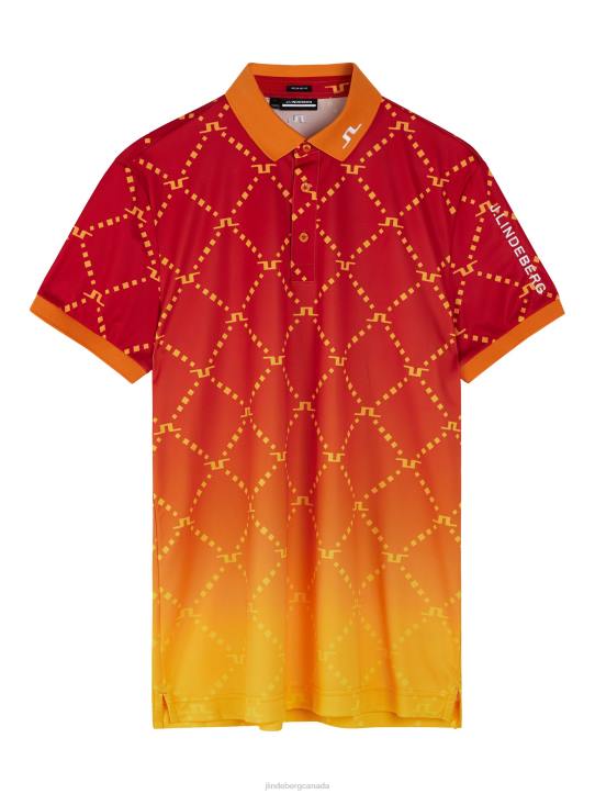 Tour Tech Print Polo Sunset Fade Logo Men J.Lindeberg Clothing 66XF243 - Image 4
