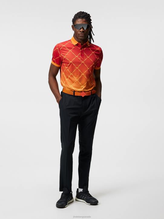 Tour Tech Print Polo Sunset Fade Logo Men J.Lindeberg Clothing 66XF243 - Image 1
