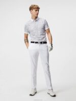 Tour Tech Print Polo White Bridge Swirl Men J.Lindeberg Clothing 66XF245 - Image 2