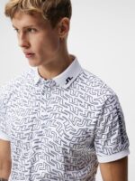 Tour Tech Print Polo White Bridge Swirl Men J.Lindeberg Clothing 66XF245 - Image 3