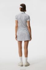 Tour Tech Print Polo White Bridge Swirl Women J.Lindeberg Clothing 66XF1460 - Image 2