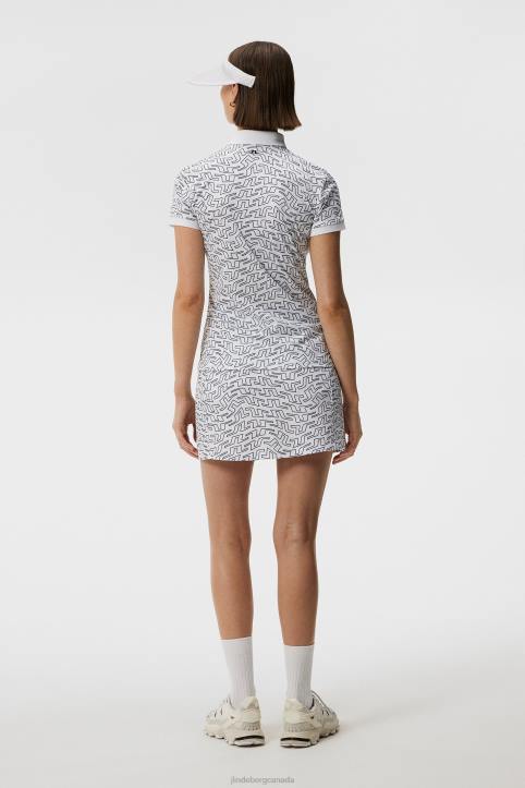 Tour Tech Print Polo White Bridge Swirl Women J.Lindeberg Clothing 66XF1460 - Image 2