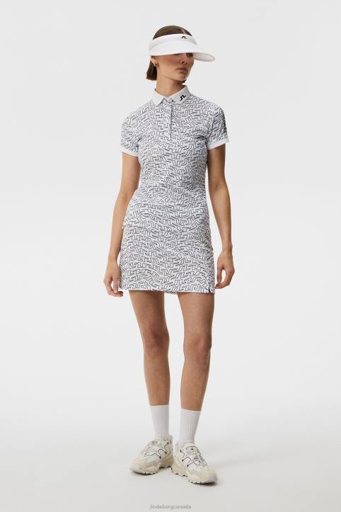 Tour Tech Print Polo White Bridge Swirl Women J.Lindeberg Clothing 66XF1460 - Image 3