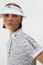 Tour Tech Print Polo White Bridge Swirl Women J.Lindeberg Clothing 66XF1460 - Image 4