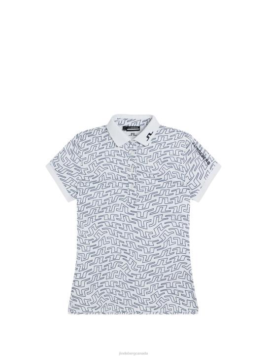 Tour Tech Print Polo White Bridge Swirl Women J.Lindeberg Clothing 66XF1460 - Image 5