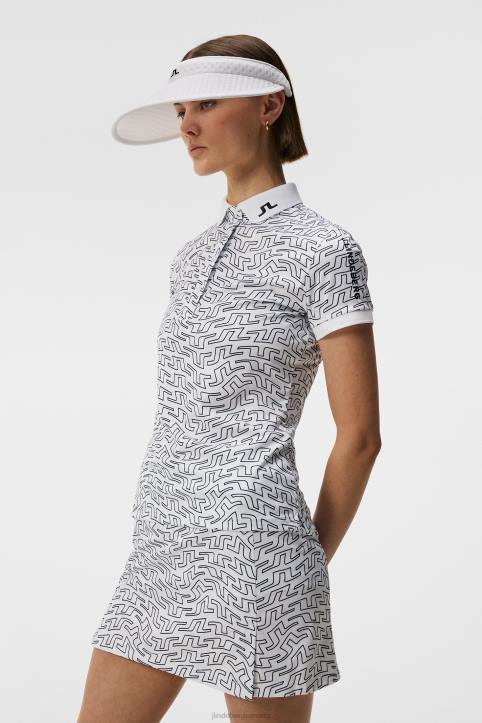 Tour Tech Print Polo White Bridge Swirl Women J.Lindeberg Clothing 66XF1460 - Image 1