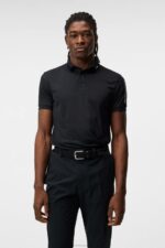 Tour Tech Regular Fit Golf Polo Black Men J.Lindeberg Clothing 66XF346