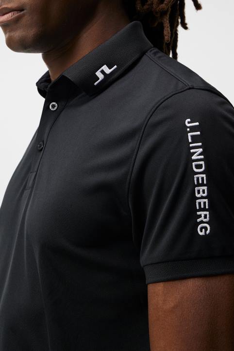 Tour Tech Regular Fit Golf Polo Black Men J.Lindeberg Clothing 66XF346 - Image 4