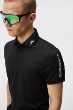 Tour Tech Slim Polo Black Men J.Lindeberg Clothing 66XF237 - Image 3