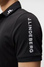 Tour Tech Slim Polo Black Men J.Lindeberg Clothing 66XF237 - Image 4