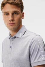 Tour Tech Slim Polo Grey Melange Men J.Lindeberg Clothing 66XF93 - Image 3