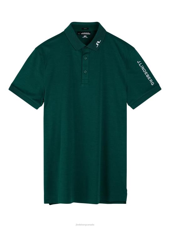 Tour Tech Slim Polo Rain Forest Melange Men J.Lindeberg Clothing 66XF234 - Image 4