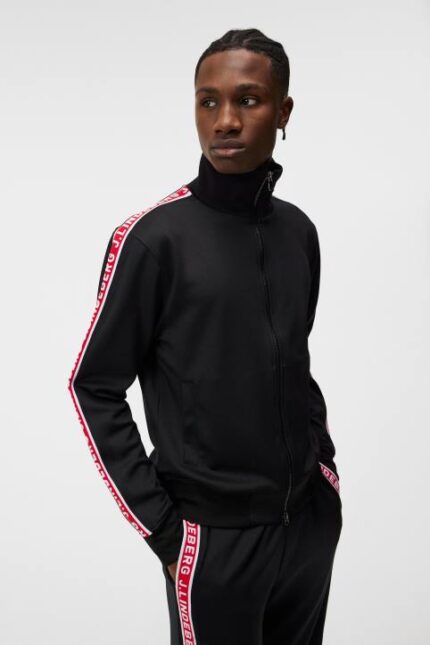 Travis Track Jacket Black Men J.Lindeberg Clothing 66XF1019