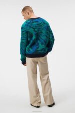 Trestle Jacquard V-Neck Sweater Navy Valley Men J.Lindeberg Clothing 66XF995 - Image 2